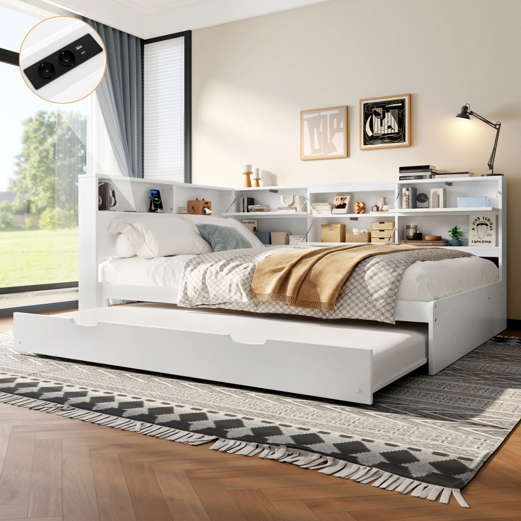 Daybett con funzione divano letto in pino bianco 140x200 cm