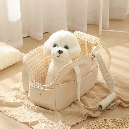 Borsa per gatti portatile, borsa per gatti respirante portatile, zaino, borsa a spalla, borsa a mano per piccoli cani e gatti, capacità di carico fino a 7,5 kg (L, bianco sbrecciato)