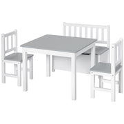 Tavolo da pranzo per bambini con set sedie ¨C zephmum ¨C bianco grigio MDF pino