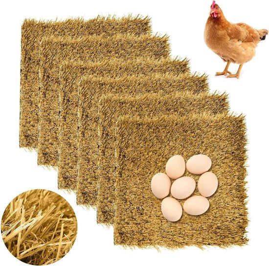 12"x12" cuscino per pollaio 6 set cuscini per pollaio lavabili per l'allevamento dei pulcini tappeto erba sintetica pavimento mattonelle giardino prato per pollaio cuscino adatto a pulcini, animali domestici - giallo
