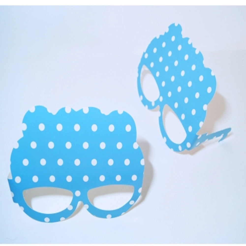 Trade Shop - 18 Occhiali Azzurro Pois Occhialini Sagomati In Carta Decorazioni Party Festa -