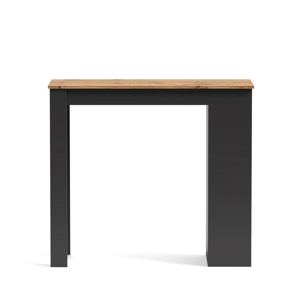 Tavolo snack alto Kivo antracite e rovere con 3 ripiani laterali 115x50x103H