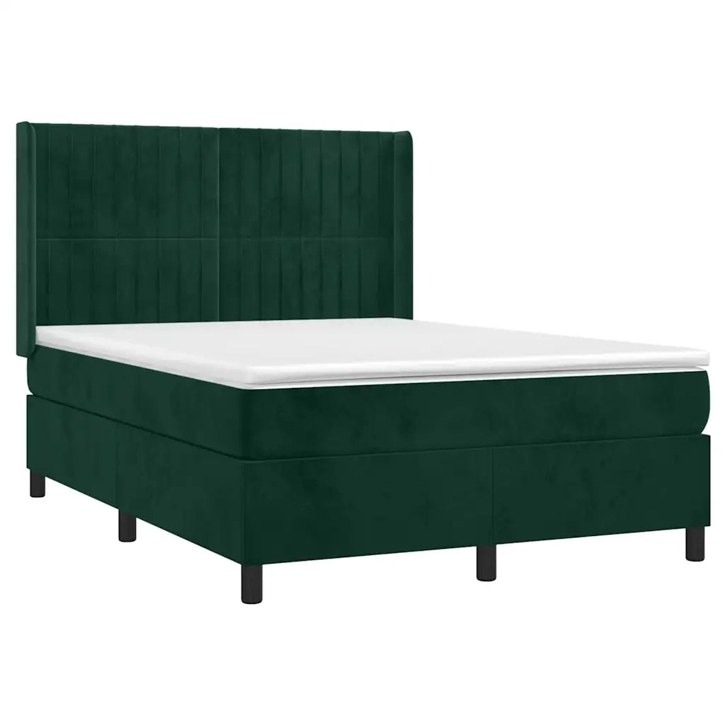 Giroletto a Molle con Materasso Verde Scuro 140x200 cm Velluto 3132804