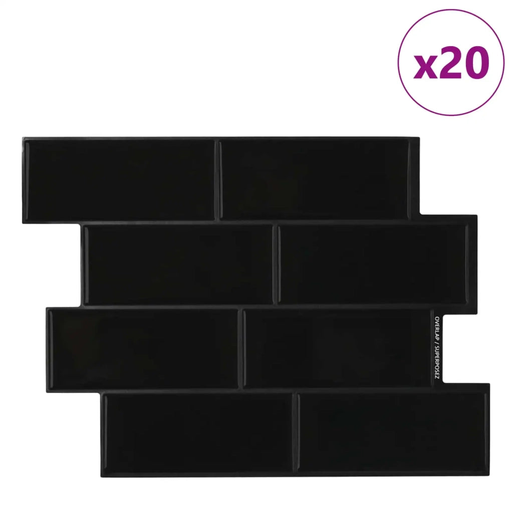 Piastrella subway 20 pz Nero 29 x 21 cm Poliuretano e PET CFW1994966
