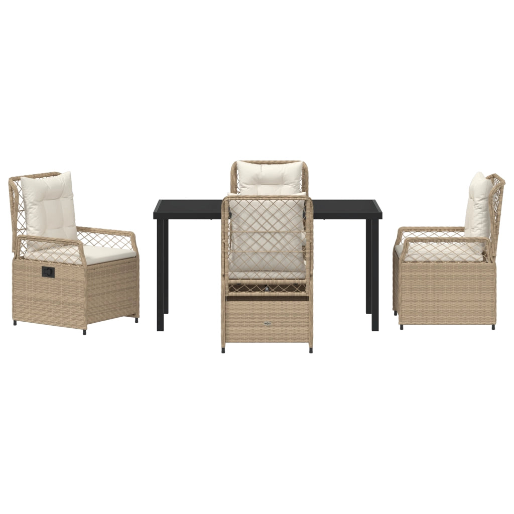 Set da Pranzo da Giardino in 5 Pezzi Beige in Polyrattan