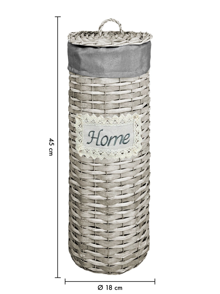 Portarotolo Carta Igienica Da Terra Con Coperchio Portacarta Struttura Robusta In Metallo Con Rivestimento Elegante Design Moderno Accessori Bagno In Vimini Intrecciato Fino a 4 Rotoli   - Home