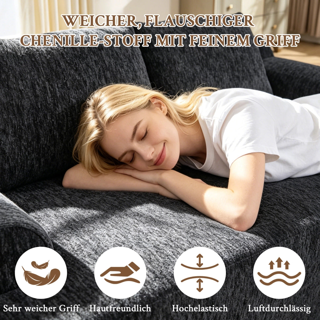 Divano modulare a due posti in tessuto con cuscini extra, comfort alto ed effetto rilassante, nero