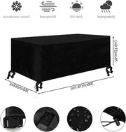 Housse Acquaportante per Sedie da Giardino in Rettangolo per Mobili da Giardino in Rattan, Protezione per Mobili da Terrazza in 420D Oxford Nero, Dimensioni 200 x 160 x 70cm.