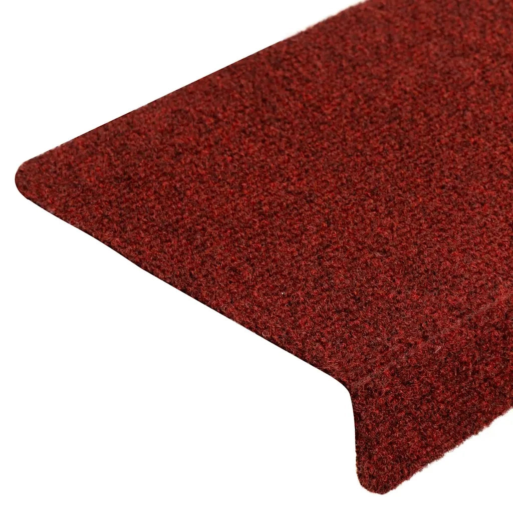 Tappetini per Scale 5 pz Bordeaux 65x21x4 cm Tessuto Agugliato
