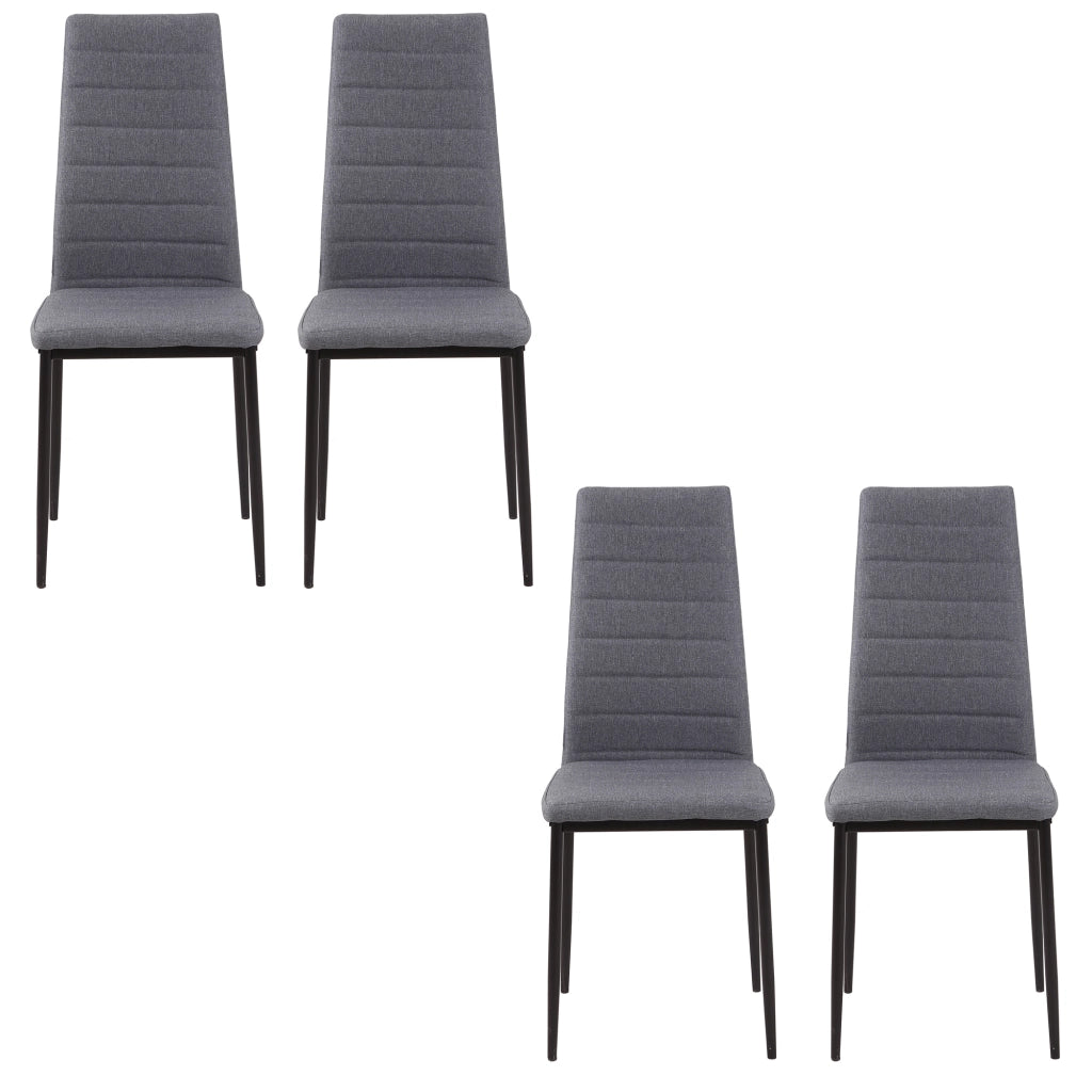 Set di 4 sedie da pranzo con schienale alto ¨C Minimal ¨C gambe in metallo, rivestimento in tessuto, 41x50x97 cm, grigio