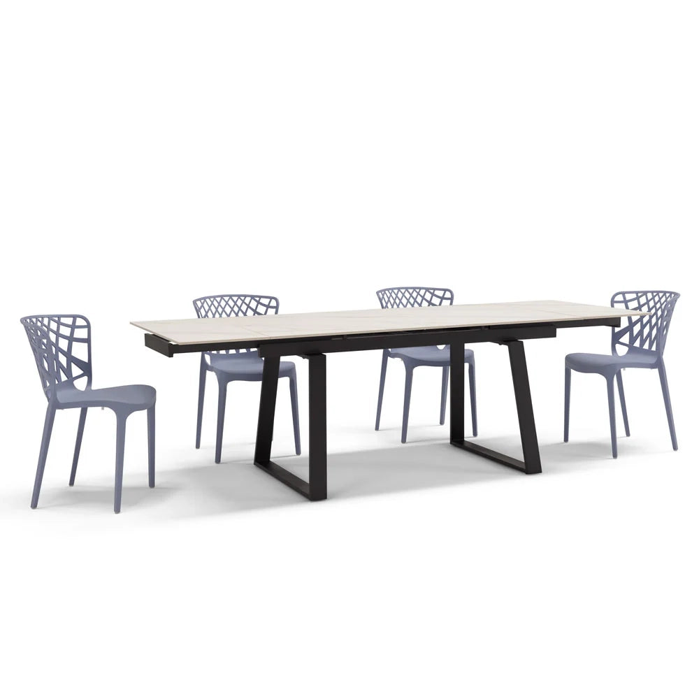 Tavolo allungabile da pranzo Marmo di Carrara 160x90 modello ATLAS fino a 240 CM per sala da pranzo, cucina e soggiorno, design moderno con top in grès ceramico