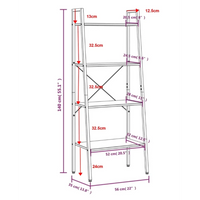 Scaffale Autoportante 4 Ripiani Marrone Scuro Nero 56x35x140 cm
