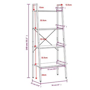 Scaffale Autoportante 4 Ripiani Marrone Scuro Nero 56x35x140 cm