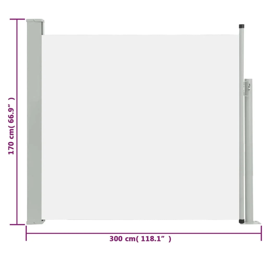 Tenda da sole laterale retrattile/schermo privacy per patio giardino terrazza balcone 170 x 300 cm crema 02_0007312