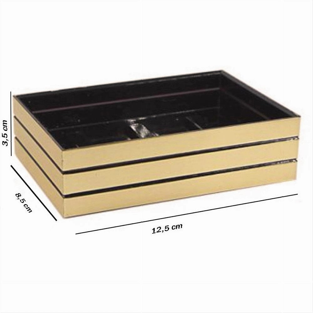 Trade Shop - Piattino Porta Sapone Saponetta Oro A Righe Stile Moderno Arredo Bagno 10387 -