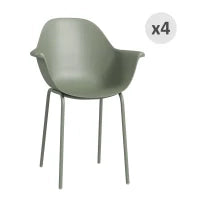 Set 4 Sedie da Giardino con Piedini Antiscivolo, in PP e Acciaio, 59x55x84 cm, Verde