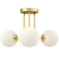 Lampadario da Soffitto Vintage con 3 Punti Luce Attacchi G9, 42x42x26.5 cm, Oro