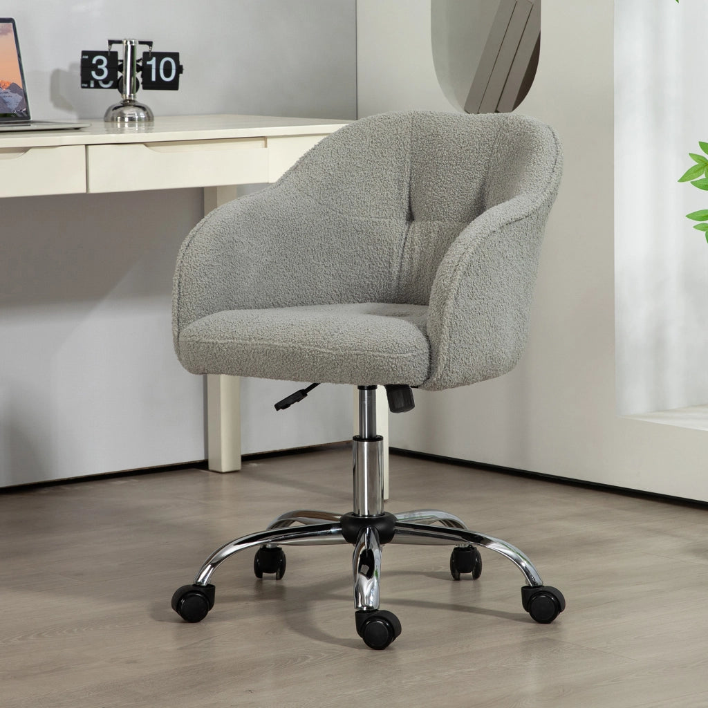 Sedia da ufficio ergonomica ¨C Xylo ¨C tessuto teddy grigio con funzione dondolo 56x61x86 cm