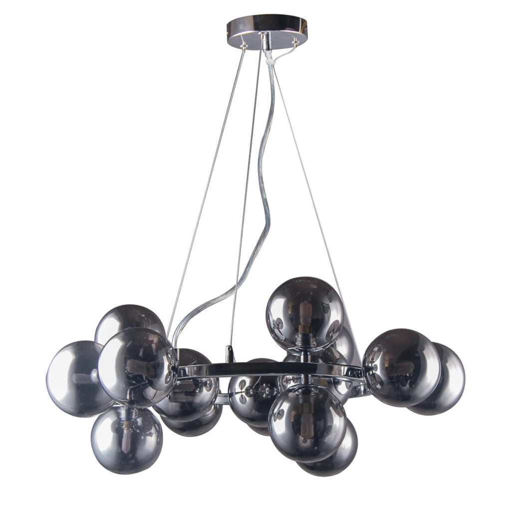 Lampadario Italux Marbelio cromato 15 luci G9 fumé