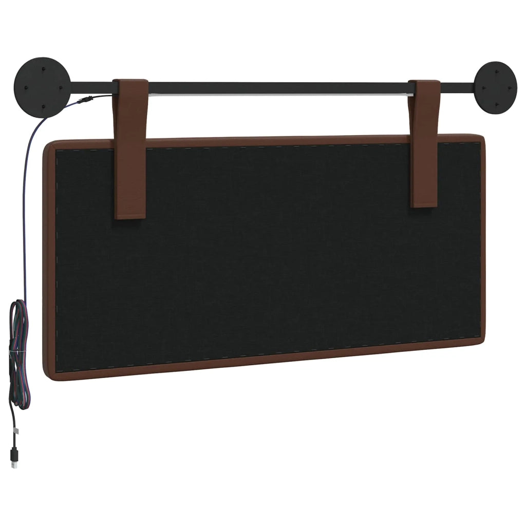 Testiera sospesa Con luce LED Marrone Similpelle