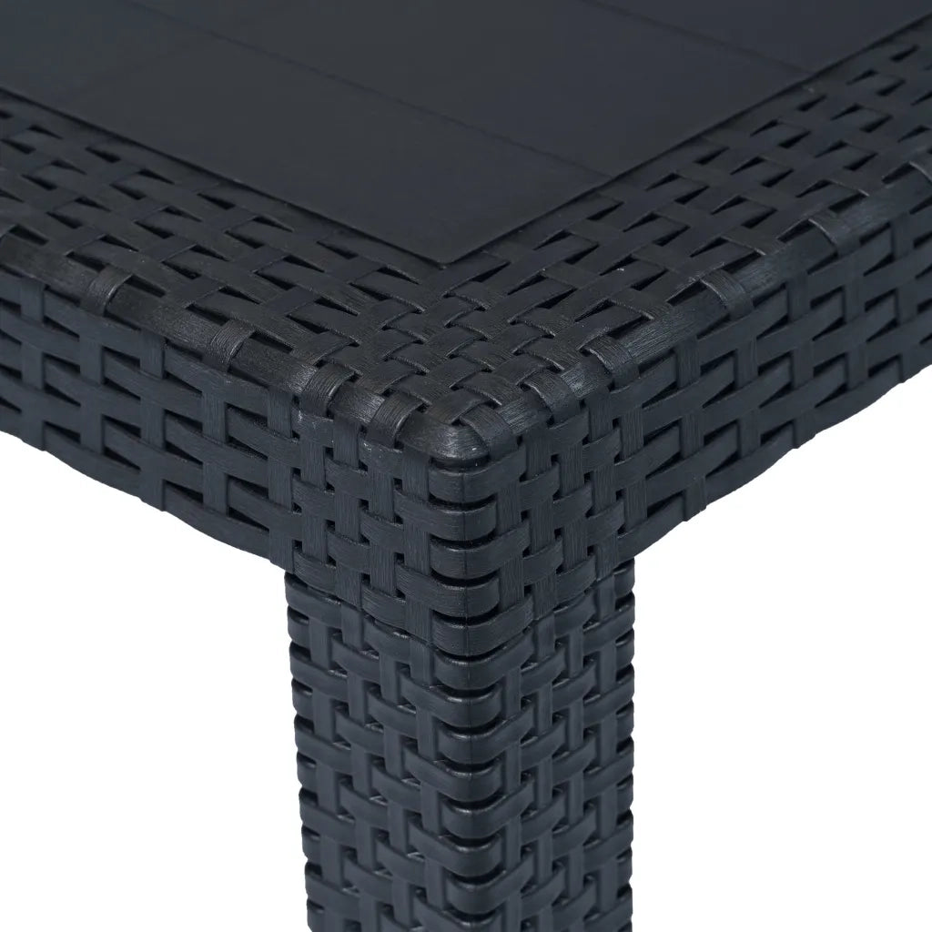 Tavolo da Giardino Antracite 220x90x72 cm Plastica Stile Rattan 45608