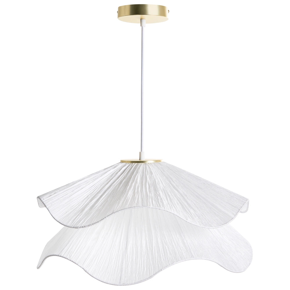 Lampada a sospensione con base in ferro e paralume in tessuto stile moderno luce d'atmosfera bianco