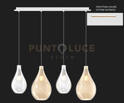 SOSP. OTTONE SAT. 4 LUCI RETTANGOLARE VETRI (2 PICCOLI (1XAM+1XTR)+2 MEDI (1XAM+1XTR)) 1193OS-S4 RPM-TA