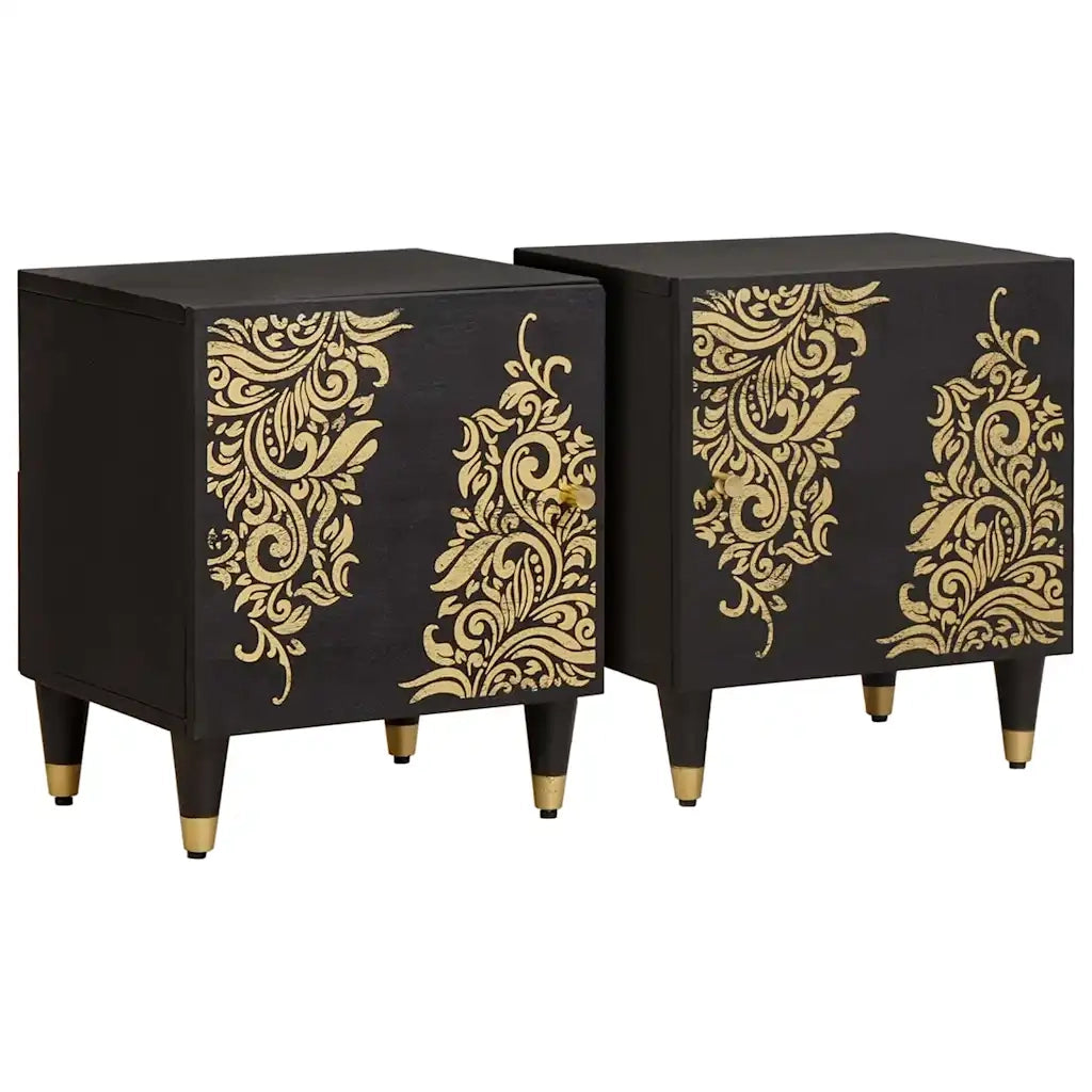 Comodino con porta 2 pz-Set di 2 Tavolino da notte Nero 40 x 33 x 46 cm 890412