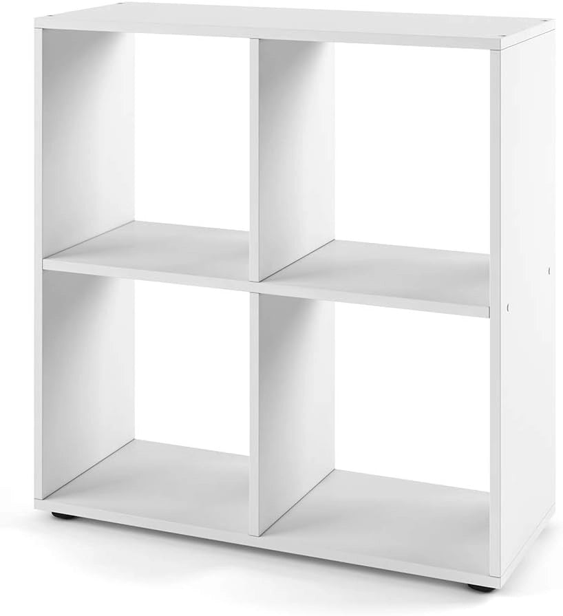 Scaffale Tetra, Bianco, 72.6 x 72 cm, per la conservazione e l’esposizione di libri o scatole decorative