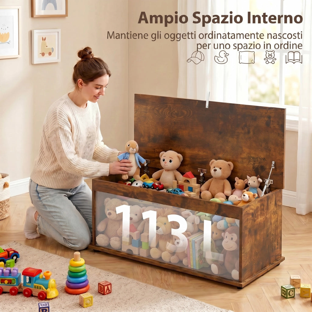 Panca Contenitore Capacit¨¤ 120 kg per Camera da Letto e Ingresso, in Legno, 100x40x40 cm, Marrone