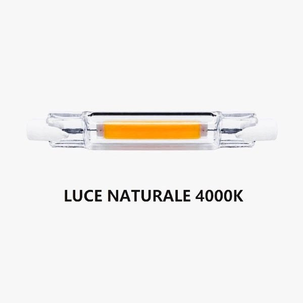 R7S LAMPADINA LINEARE IN VETRO A LED 4W LUCE NATURALE 4000K 470LM BOT LIGHTING