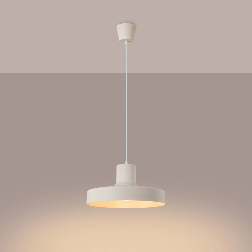 Lampada a sospensione BILO in acciaio beige E27 moderna rotonda 35x120cm