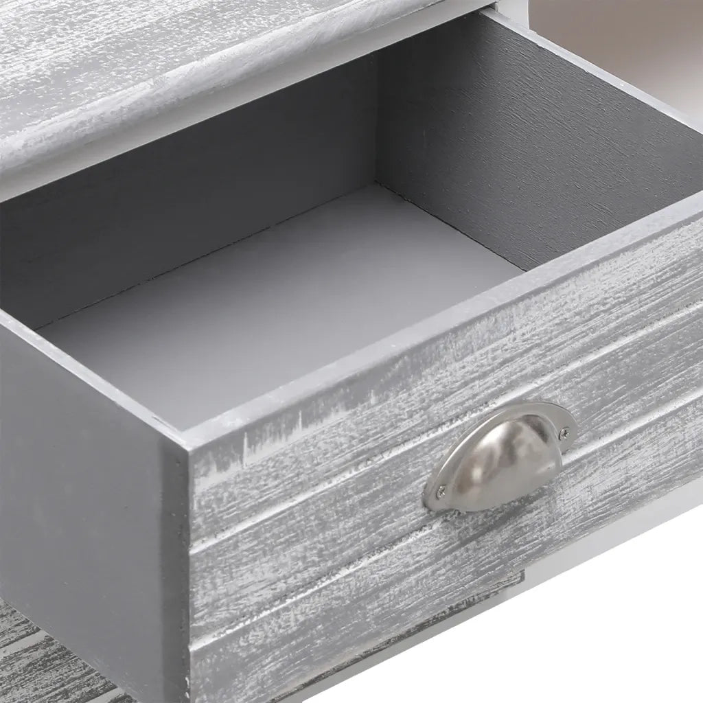 Mobile Porta TV Bianco e Grigio 108x30x40 cm Legno di Paulownia 338513