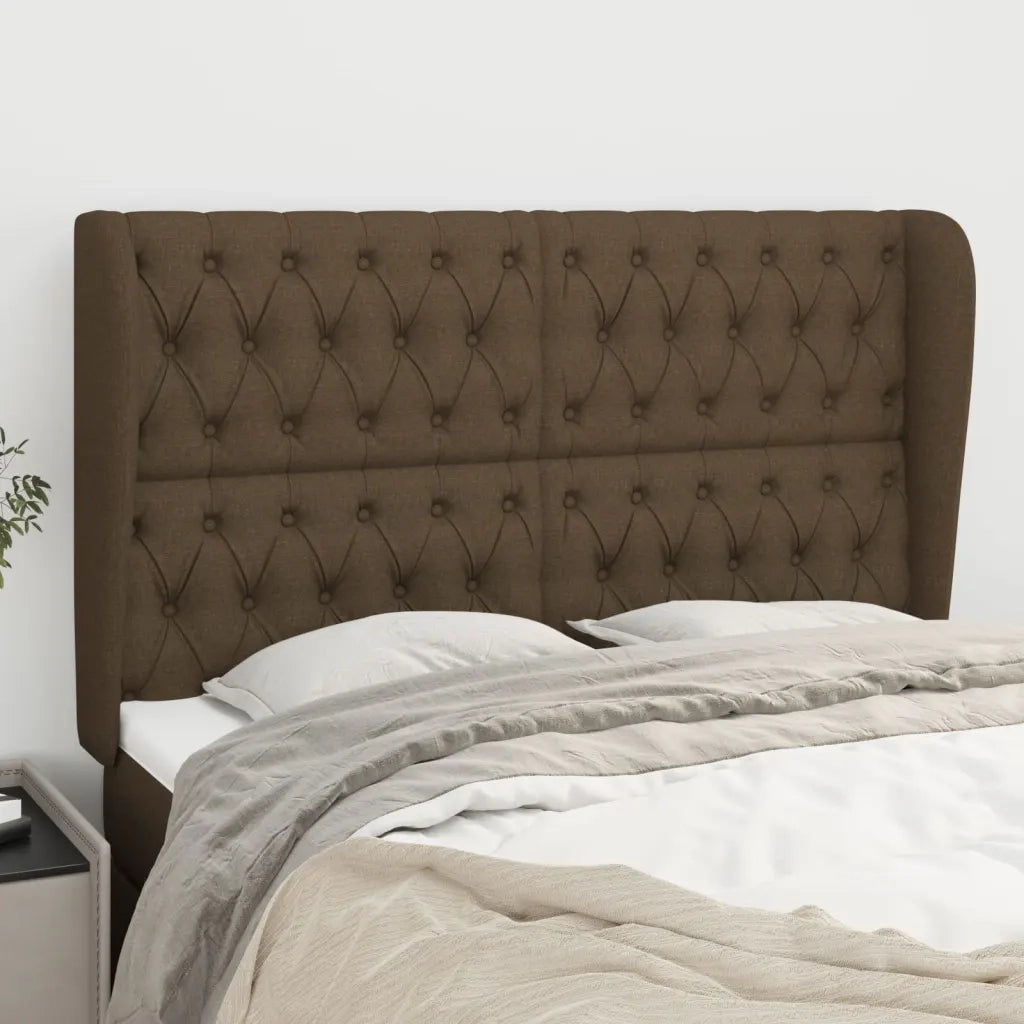 Testiera ad Orecchio Marrone Scuro 163x23x118/128 cm in Tessuto 3118301
