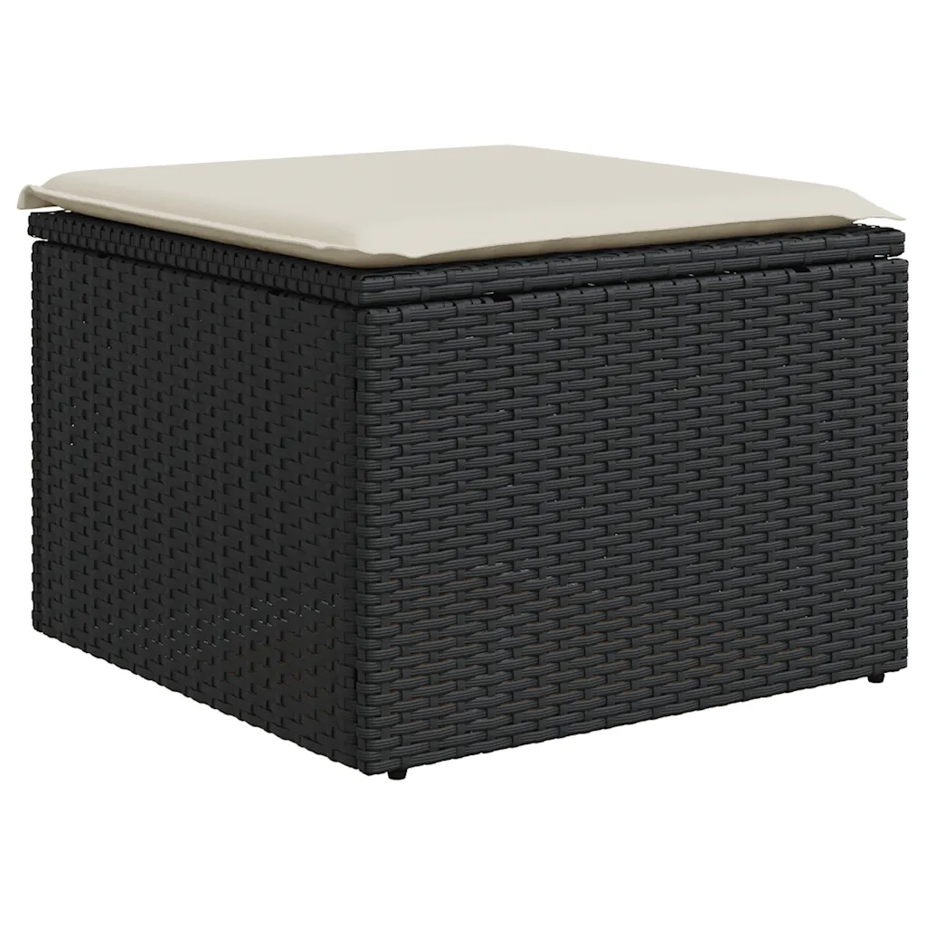Set Divani da Giardino con Cuscini 8 pz Nero Polyrattan Acacia