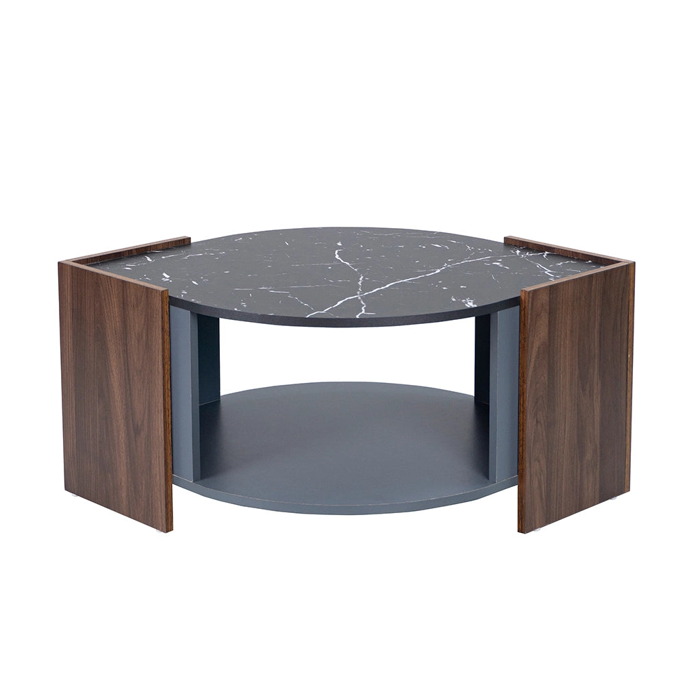 Tavolino da salotto 96.5x63x40 cm con vano contenitore; pannello truciolare nero