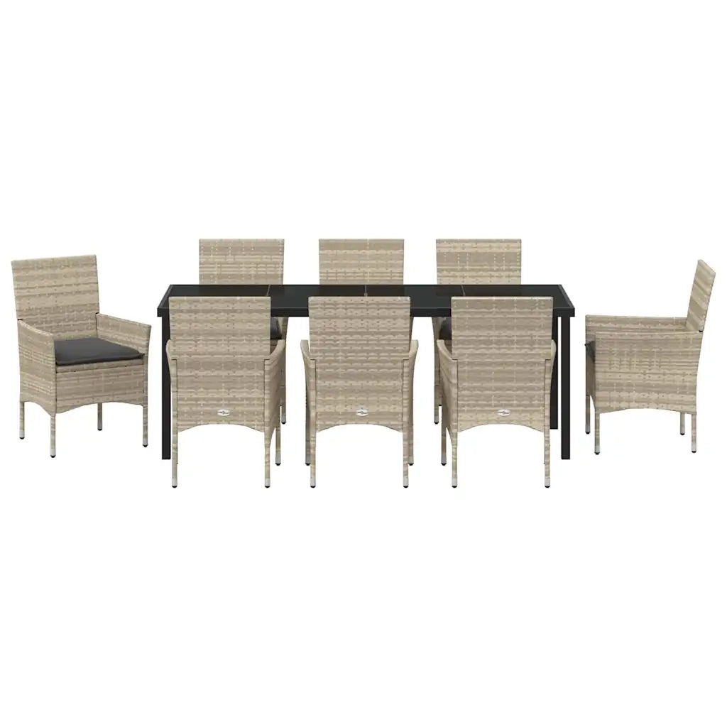 Set da Pranzo per Giardino 9 pcs Grigio chiaro polyrattan 3379813