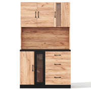 Colonna da cucina con 3 cassetti; LED e prese - per cucina - 105×40×180 cm - nero