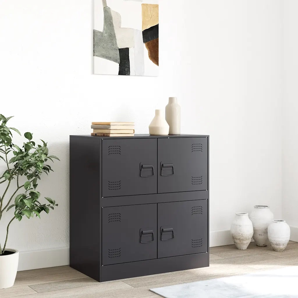 Credenza | Madia | Buffet da pranzo | Armadio da pranzo Nera 67x39x73 cm in Acciaio