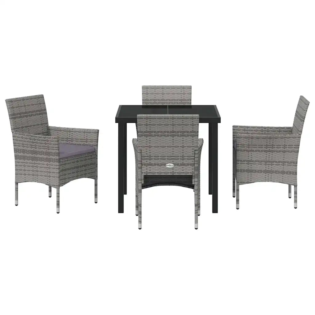 Set da Pranzo per Giardino con cuscino 5 pcs Grigio polyrattan 3379731