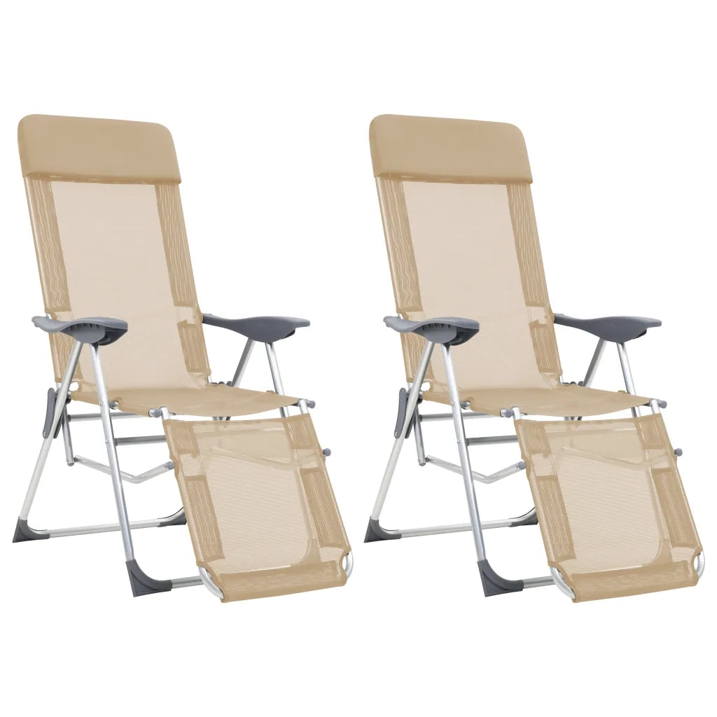 Sedie Campeggio Pieghevoli con Poggiapiedi 2pz Crema Textilenecod mxl 81579
