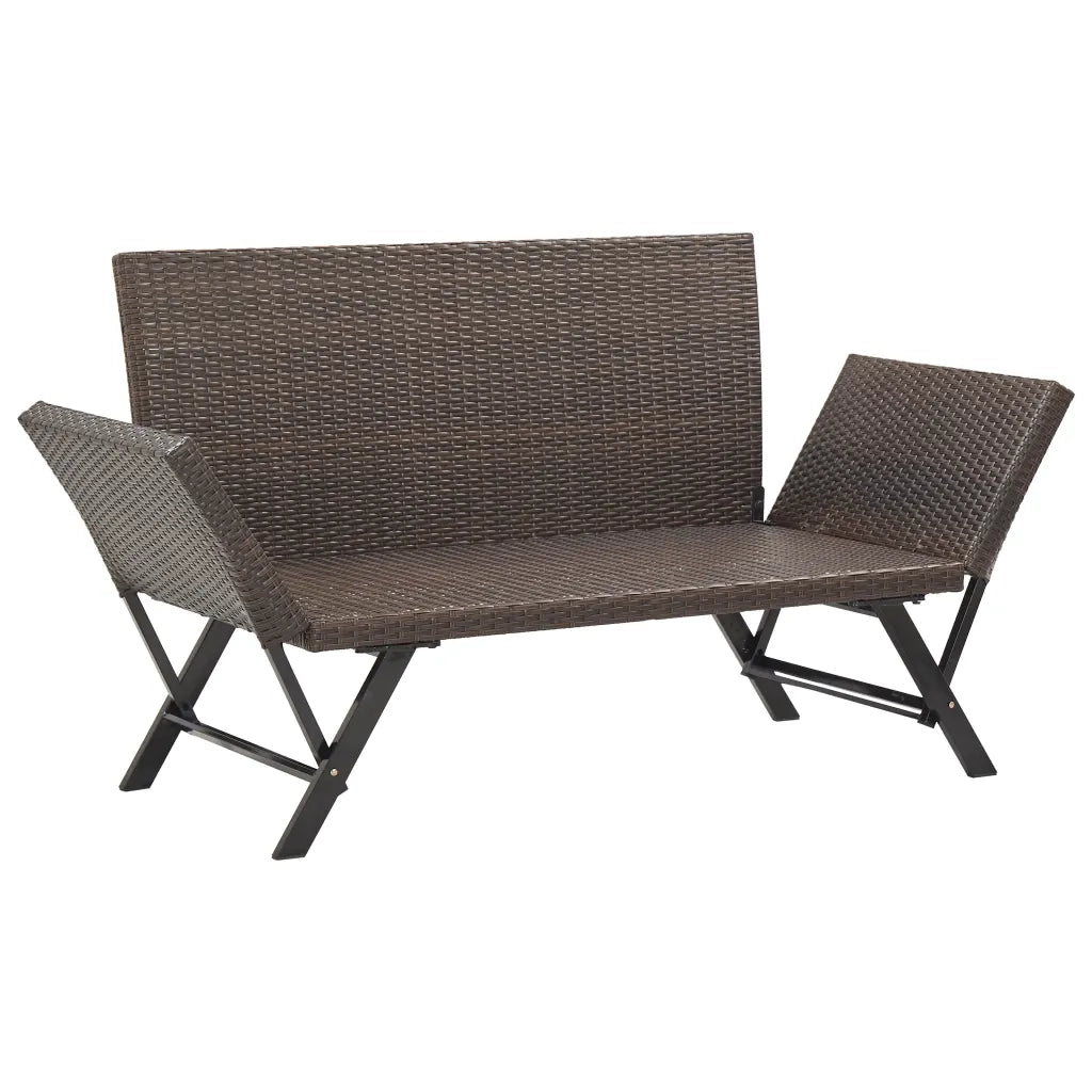 Panchina da Giardino con Cuscini 176 cm Marrone in Polyrattan 46231