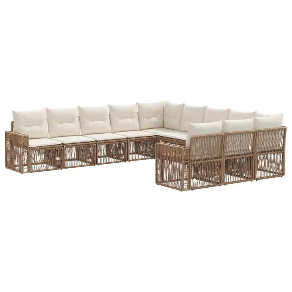 Set Divano da Giardino 11 pcs Beige e Bianco Crema polyrattan 3435264
