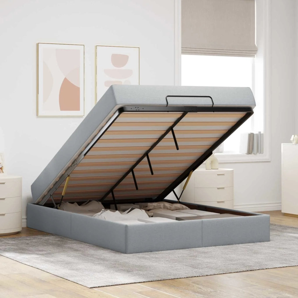 Struttura letto con materasso 2 pcs Grigio chiaro Tessuto
