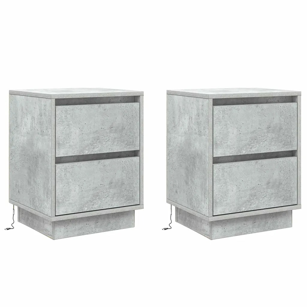 Set di 2 Comodini | Armadio da Notte | Mobiletto da notte Grigio cemento 39 x 34,5 x 50 cm
