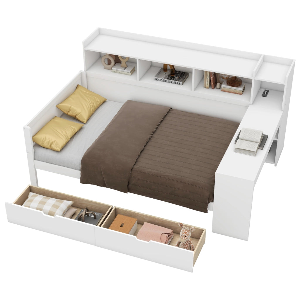 Letto sofa funzionale in truciolato bianco 90x200 cm
