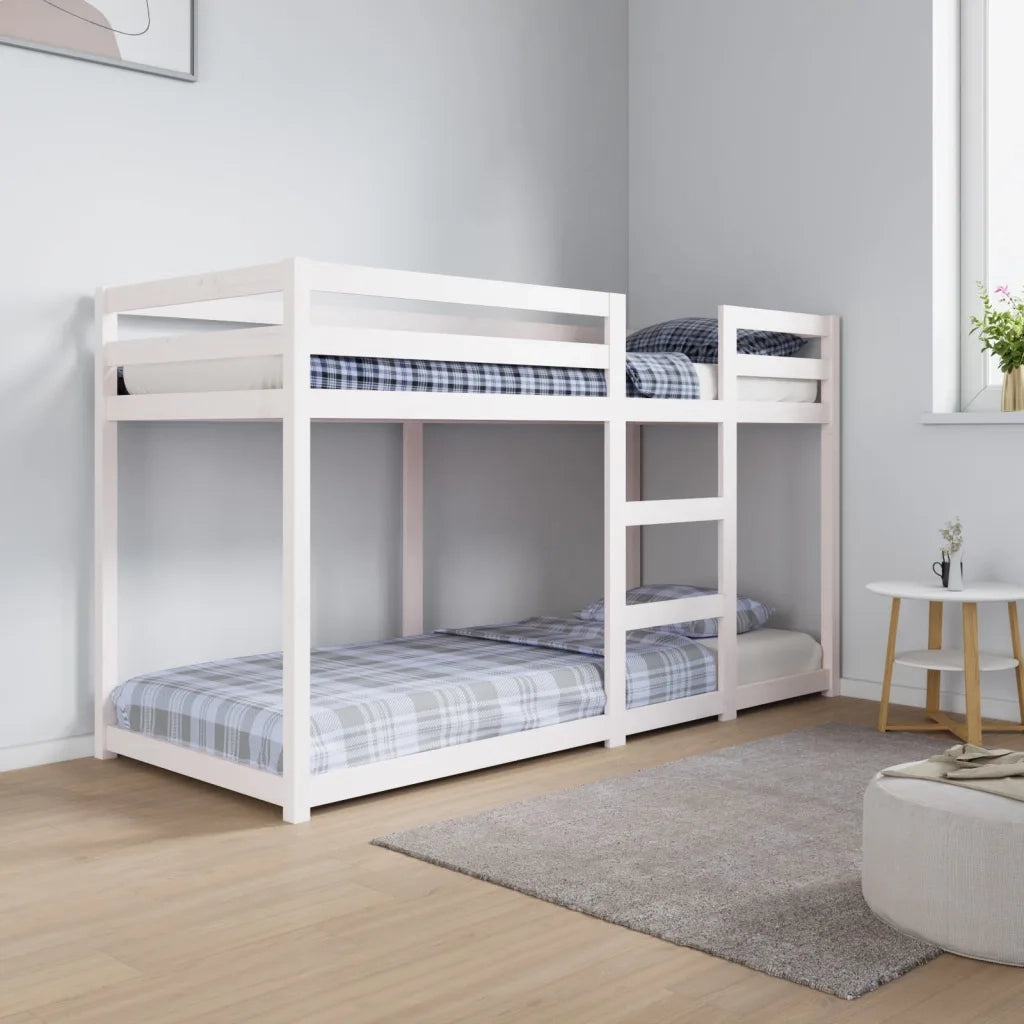 Letto singolo | Letto per adulti | Letto a Castello Bianco 75x190 cm in Legno Massello di Pino