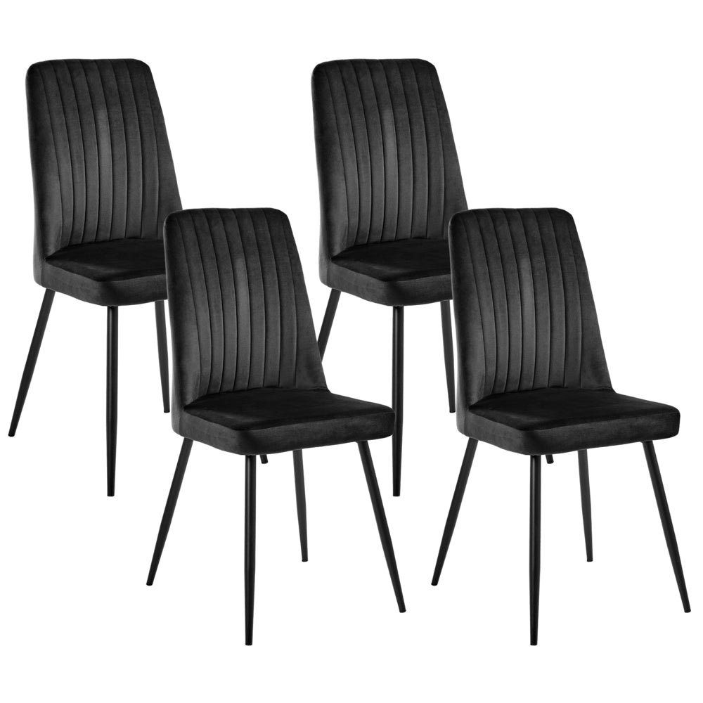 Set di 4 sedie da pranzo con seduta in velluto imbottito Stile moderno Senza braccioli Gambe in ferro nero