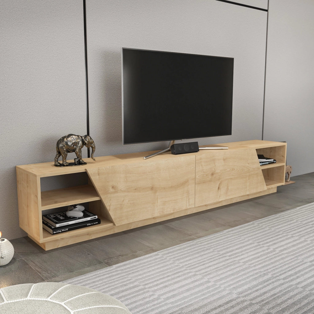 Porta TV in legno "Rhodes" - 240 x 37 x 47 cm - Beige