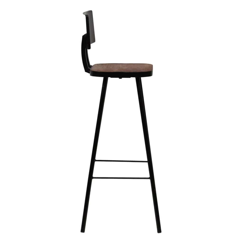 Set di due sgabelli da bar di design seduta in legno massello di recupero marrone scuro 1202188